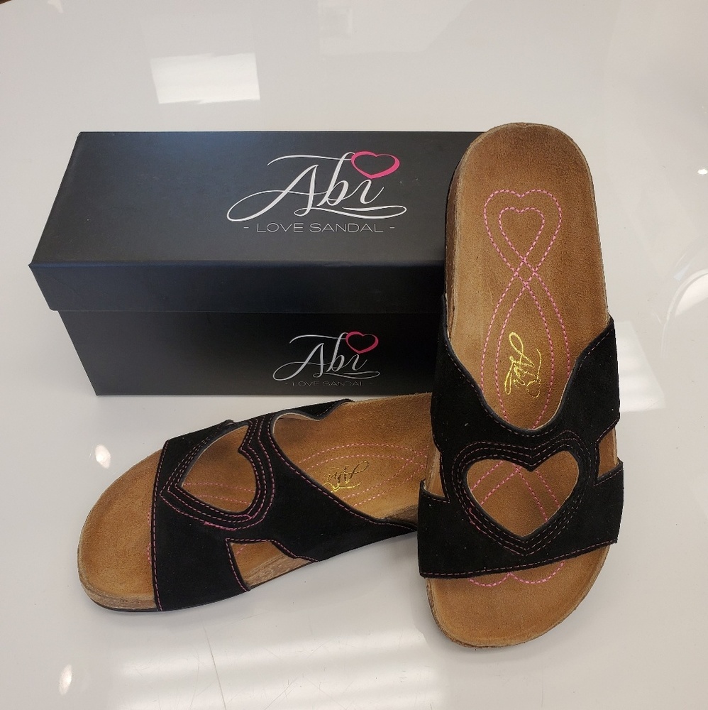 Black Leather Love Sandals Birkenstock Style